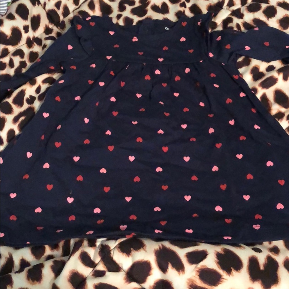 Blue dress with red and pink hearts